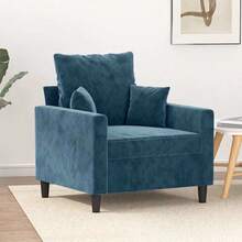 vidaXL Sessel, Sofa Relaxsessel mit gepolstertem Sitz Armlehnen, Fernsehsessel Loungesessel mit Metallgestell, Polstersessel Ruhesessel, Blau Samt - Blau - Übersicht 11