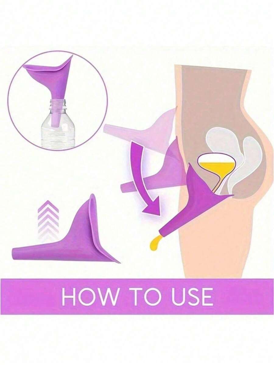 2pcs/Set, 1 Portable Silicone Female Standing Urination Funnel + 1 Storage Box, Compact Foldable Design With Portable Case, Reusable, Suitable For Travel, Camping, Hiking, Hygiene Accessory