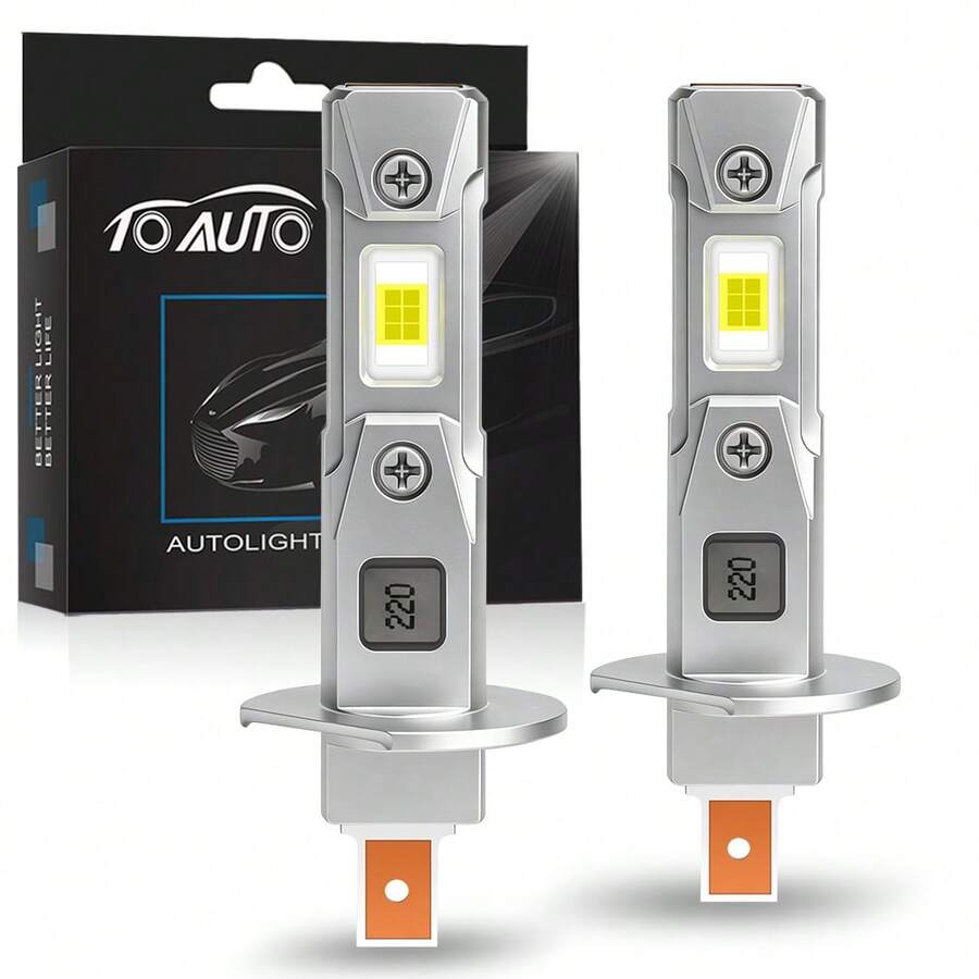 TOAUTO 2PCS H1 H3 LED Headlight Bulbs CANBUS Led Lights 1:1 Mini Lamp 3570 CSP Car LED Plug & Play 6000K 12V - A - View 1