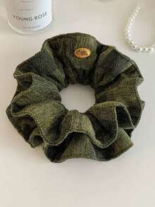 Korean Style Mist Forest Green Scrunchie, Niche Design Hair Tie For Ponytail, High Aesthetic Hair Band - Green - View 4
