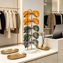 1pc Eyewear Display Stand, Fashion Glasses Storage Rack, Glasses Holder, Display Bracket, Metal Frame With Wooden Base Glasses Rack, Glasses Holder, Fashion Glasses Rack, Eyewear Storage Rack, Suitable For Home Bedroom, Table, Desk, Vanity, Etc. - Multicolor - View 11