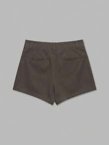 YROOE 女款四季休閒極簡復古純色低腰短褲 夏季 - 咖啡棕 - 查看 2