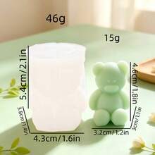 1pc Bear Shaped Aromatherapy Candle Silicone Mold Home Decor/Gift Ornament Plaster Mold, Handmade Epoxy Resin Casting Mold, Art Decorative Clay Plaster Mold - A-White - View 6