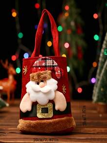 Bolsa de regalo de decoración navideña con Papá Noel, muñeco de nieve y ciervo, bolsa de regalo navideña de dibujos animados 3D, bolsa de almacenamiento, bolsa de regalo festiva - Ver 5
