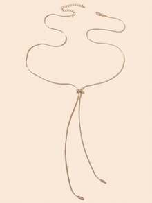 1pc Minimalist Silver Y-Shape Adjustable Long Pendant Necklace, Jewelry Accessory For Women Party And Daily Wear - Silver - View 2