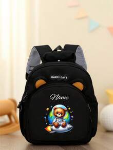 Mini Customizable Cartoon Bear Football Backpack Nylon Zipper Bag With Adjustable Shoulder Strap For School, Toddler Backpack - Multicolor - View 11