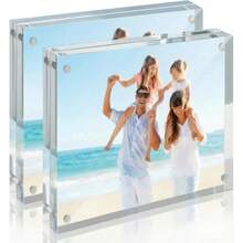 Acrylic Photo Frame, Transparent Double-Sided Picture Frame 5*7 Inch, 4*6 Inch Double-Sided Frameless Desktop Floating Display Stand, 4*4 Inch, 2*3 Inch Photo Frame, Thin Frame With Stand, Suitable For Home And Office Use - Multiple Styles-transparent - View 2