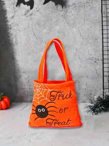 1PC Halloween Non-Woven Fabric Tote Bag, Ghost Festival Costume Prop Handbag, Candy Spider Bat Cat Pumpkin Trick Or Treat Bag, Storage Handbag - Multicolor - View 3