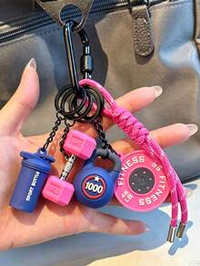 [Original Handmade] Mini Water Bottle Keychain, Woven Rope Keychain/Wrist Accessory, 3D Earphone Accessory, Car Key Anti-Loss Chain, Exquisite Girls Earphone Decoration - Multicolor - View 8