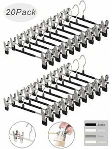 20Pcs Adjustable Hanger With Clips, Seamless And Anti-Slip Home Storage, Suitable For Pants, Skirts And Various Other Clothes. Integrated Hanger - Space-Saving Metal Hanger, Ensuring Clothes Are Neat And Orderly - 10 PCS - View 8