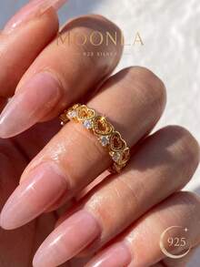 1件可愛鏤空愛心戒指，適合街頭風、主題派對與創意禮物 - 精緻鏤空愛心 - 查看 2