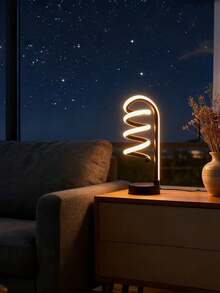 1pc Modern Fashion Spiral LED Desk Lamp - Aluminum Base, Adjustable Warm Light, Space-Saving Design, USB Powered, Perfect For Office, Bedroom, Study Room Decor, Study Room Lighting - Multicolor - View 3