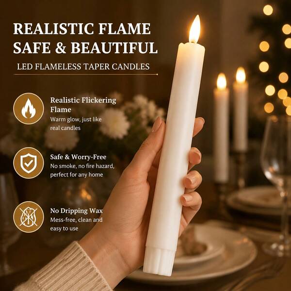 1/6pcs Flameless LED Long Stick Candles, Battery Operated, Suitable For Yoga/Home/Wedding Decoration, Holiday Gifts And Romantic Atmosphere Decor, Crystal Decor Plastic Candles, Indoor Decoration, Perfect For Christmas, Party, Outdoor, Dining Table, Halloween, Anniversary, Holiday And Proposal, Restaurant, Camping, Autumn Decor, Harvest Festival Decor, Room Decor, Bedroom Decor