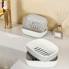 1 Soap Box With Double-Layer Drainage And Automatic Water Drainage, Easy To Clean, Suitable For Home Bathrooms And Kitchens, High-End Design, A Must-Have For Home Decoration, And A Great Gift Choice - Double-layer Soap Dish - View 9