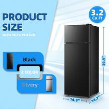 WANAI Mini Fridge With Freezer 3.2 Cu.Ft Dual Door Small Refrigerator For Dorm Bedroom,Black - US B Type Plug(110-127V) - View 2