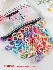 100Pcs Girls' Simple Colorful 0.8 Inch Diameter Finger Size Hair Ties, Cute Non-Damaging Hair Bands Ponytail Holders Hair Accessories Suitable For Daily Use - 彩色 - 查看 7