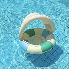 Happy wind Swim 1件復古三色充氣浮圈附遮陽篷，藍/粉/紫防曬遮陽，PVC材質，返校季、開學第一天 - 彩色 - 查看 7