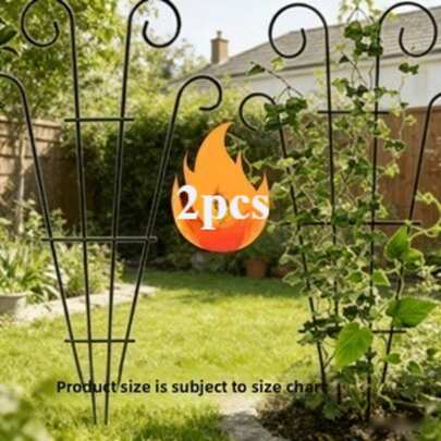 2pcs 32 Inch Wavy Black Plastic Trellis, Suitable For Indoor And Outdoor Climbing Plants, Garden Trellis, Suitable For Indoor Plants, Flowers, Vines, Ivy