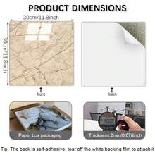 20 Pieces Of Easy To Stick Marble Patterned Wall Stickers - Made Of Waterproof PVC Material, Can Be Cut And Peeled Off, Suitable For Home Decoration Wallpaper, Suitable For Bathrooms, Kitchens, Living Rooms, Etc - Multicolor - View 2