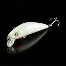 1pc Glow-In-The-Dark Minnow Lure, Suitable For Night Fishing, Glows In The Dark, With Triple Hook, Suitable For Bass, Trout, Catfish And Other Freshwater And Saltwater Fish. - White - View 6