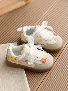 1 Pair Girls' Sports Shoes, New Spring/Autumn Korean Style Cute Toddler/Children's Training Shoes - Beige - View 5