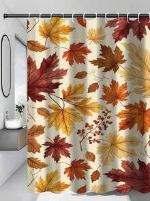 1/4pcs Autumn Harvest Maple Leaf Shower Curtain Set, With 12 Hooks, Waterproof Polyester Bathroom Curtain, Privacy, Thickened, Durable Quick-Dry, 180*180cm Size, Thanksgiving Autumn Harvest Bathroom Decor - A - View 17