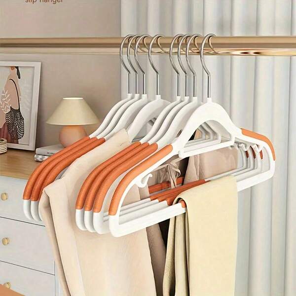 1/6/10/40pcs Non-Slip Hangers With Shoulder Anti-Slip Strips, 360° Rotating Hook, Dry And Wet Use, Space-Saving Closet Storage, Suitable For Bedroom, Bathroom, Dorm, Outdoor, Heavy Duty Durable