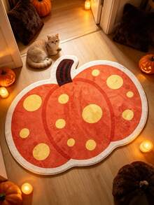 1pc Polka Dot Pumpkin Floor Mat, Living Room Rug, Carpet, Area Rug, Small Area Rug, Home Decor, Washable Rug, Halloween Gift - Polka Dot Pumpkin - View 2