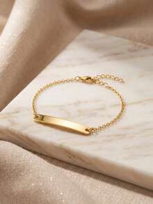 18K Gold Plated Stainless Steel Couple Bracelets, Men's Necklace, Women's Thin Chain, Customizable Brand Name, Valentine's Day Gift, Comes With Gift Box. Perfect As Valentine's Day Gift. Ideal Gift For Boyfriend, Girlfriend, Dad, Mom, Family, Friends, Pets, Grandparents, Son, Daughter, Also Suitable For Anniversary, Birthday, Daily Wear, Party - Multicolor - View 10