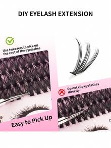 640pcs Cluster False Eyelashes Set - Lightweight & Thin, Natural Clustered Look, DIY Self-Adhesive (D Curl) - Create Fluffy Lash Extension Effect - View 6
