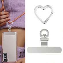 Stainless Steel Heart-Shaped Spring Clip & Lanyard Combination | 360° Rotatable Ultra-Thin Metal Plate, Suitable For Phone Lanyards, Universal Phone Accessory - Multicolor - View 7