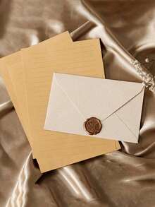 16pcs/Set Vintage Stationery Set, Linen Pattern Envelopes, Letter Paper Set, FORYOU Pattern Wax Seal, 250g High Quality Envelopes, Vintage Love Letters, Chinese Style Kraft Paper Special Invitation Cards, Postcards, Suitable For Making Invitations, Thank You Cards, Love Letters, Mother's Day Gifts And Letters - Apricot - View 2