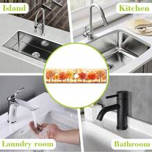 1pc Autumn Maple Leaf Pattern Rubber Faucet Splash Guard, Bathroom Faucet Splash Mat, Mud Guard, Moisture-Proof Non-Slip Faucet Pad, Kitchen Countertop Accessory. Protect Your Kitchen Countertop. - Multicolor - View 9