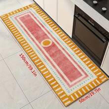 Geometric Pattern Modern Minimalist Kitchen Rug, Hallway Rug, Runner Rug, Pink, White, And Yellow Color Scheme - Multicolor - View 3
