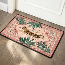 Hippie Style Carpet, Bathroom Mat, Area Decor Rug, Faux Wool Tropical Pink, Bohemian Bathroom Mat, Kitchen Indoor Entryway Small Rug, Modern Vintage Distressed Style Decorative Mat - Hippie Style - View 1