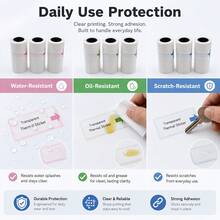 53mm Transparent Color Thermal Sticker Paper, 2.24" Clear Blue Green Black Film Tape For Kitchen Labels, Pantry Jars, DIY Coloring Printouts, Photo Prints, Compatible With Most Mini Portable Printers, Sticker Tape Only - View 8