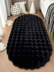 1pc Black Plush Decorative Rug, Cozy Soft Christmas Decor Mat, Perfect For Daily Home And Holiday Decoration, Decorative Rug, Bedroom Decor, Small Rug, Rug, Home Decor, Living Room Rug, Living Room Small Rug, Bedroom Rug, Living Room Home Decor - Multicolor - View 5
