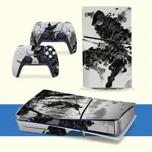 Ink Wash Ancient Style Cavalry Swordsman Vinyl Skin Compatible With PS5 Slim Disc Edition Console + Controller Full Body Wrap, Waterproof, Anti-Scratch, Dust-Proof, Removable With No Residue - View 7