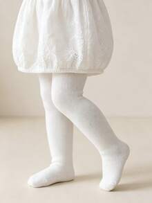 4 Pairs Baby Girl Solid Color Tights, Simple All-Match Versatile Leggings For Outerwear And Layering - Multicolor - View 3