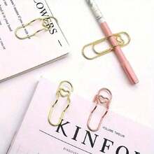 6pcs Mixed Color Multi-Function Heart Metal Pen Clips, Paper Clips With Pen Holder, Notebook Accessories, Pen Holder, Pen Pendant, Back To School, School Supplies - Multicolor - View 7