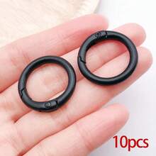 10/30/50pcs Metal Spring O-Ring Round Carabiner Key Ring Candy Color Quick Release Clip DIY Accessories For Keychain, Bag, Handbag - Multicolor - View 19
