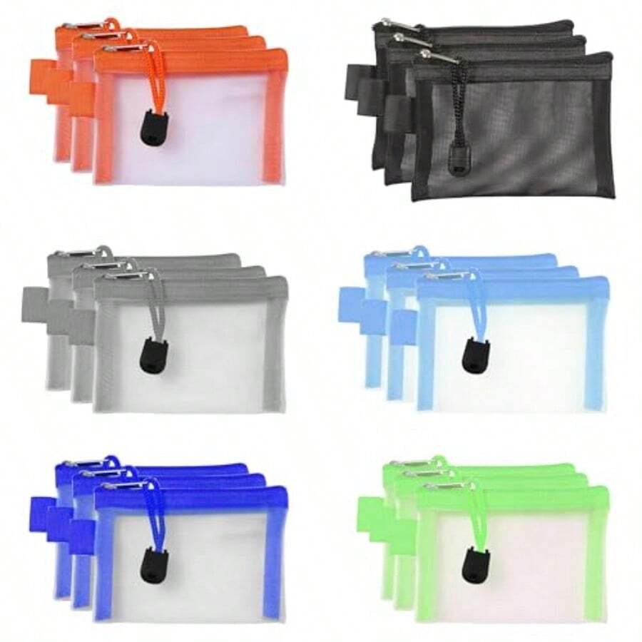 QMini Zipper Mesh Bags, 18Pcs Mesh Makeup Bag, 6 Colors Small Mesh Bag For Women Men, Nylon Mesh Coin Purse Small Zipper Pouch For Lipstick Key Credit Card - As Pic - View 1