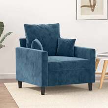 vidaXL Sessel, Sofa Relaxsessel mit gepolstertem Sitz Armlehnen, Fernsehsessel Loungesessel mit Metallgestell, Polstersessel Ruhesessel, Blau Samt - Blau - Übersicht 1