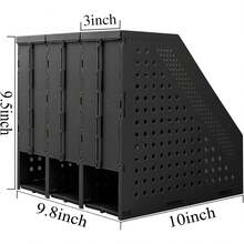 File Storage Boxes - 3 Compartments, Black - View 6