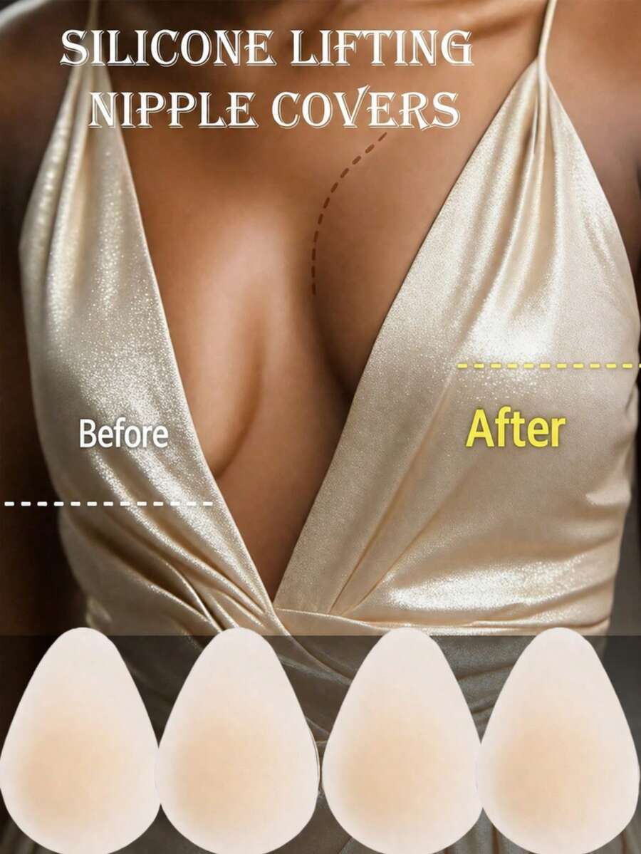 2pcs/Set Teardrop Silicone Nipple Covers - Seamless Reusable Adhesive Breast Pads Suitable For Strapless And Backless Outfits, Summer Exclusive, Invisible Under Clothes - Multicolor - View 1