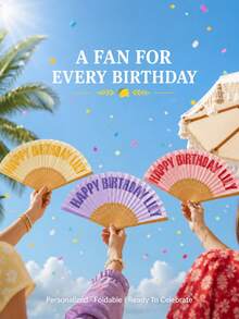 2pcs Personalized Colorful Fans, Vintage Curved Font, With Storage Bag, Customizable With Any Text, Name Or Quote, Business, Wedding Or Event Gift, Suitable For Wedding, Tea Party, Bridesmaid, Wedding Party, Teacher's Day, Halloween - Multicolor - View 3
