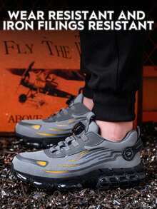 Men's Steel Toe Work Shoes | Lightweight & Breathable, Impact & Puncture Resistant, Twist Lock Design, Suitable For Construction & Warehouse - Grey - View 4