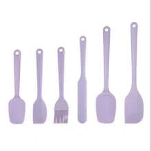 6pcs Purple Silicone Baking Tools - Heat Resistant Scraper & Oil Brush Set, Non-Scratch Silicone Kitchen Utensils, Easy To Clean Multi-Functional Kitchen Tools, Suitable For Cake Decoration/Cooking/Grilling, Ideal Gift For Halloween, Valentine's Day, Christmas - Multicolor - View 10