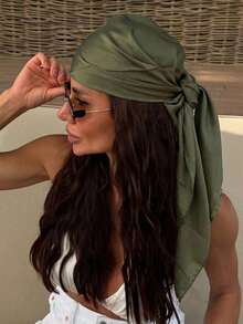 1 buah Jilbab Satin Kasual Warna Polos untuk Wanita, Aksesori Rambut Minimalis Musim Semi/Panas, Cocok untuk Liburan, Pesta Pantai, dan Pakaian Sehari-hari di Jalanan - Putih - View 6