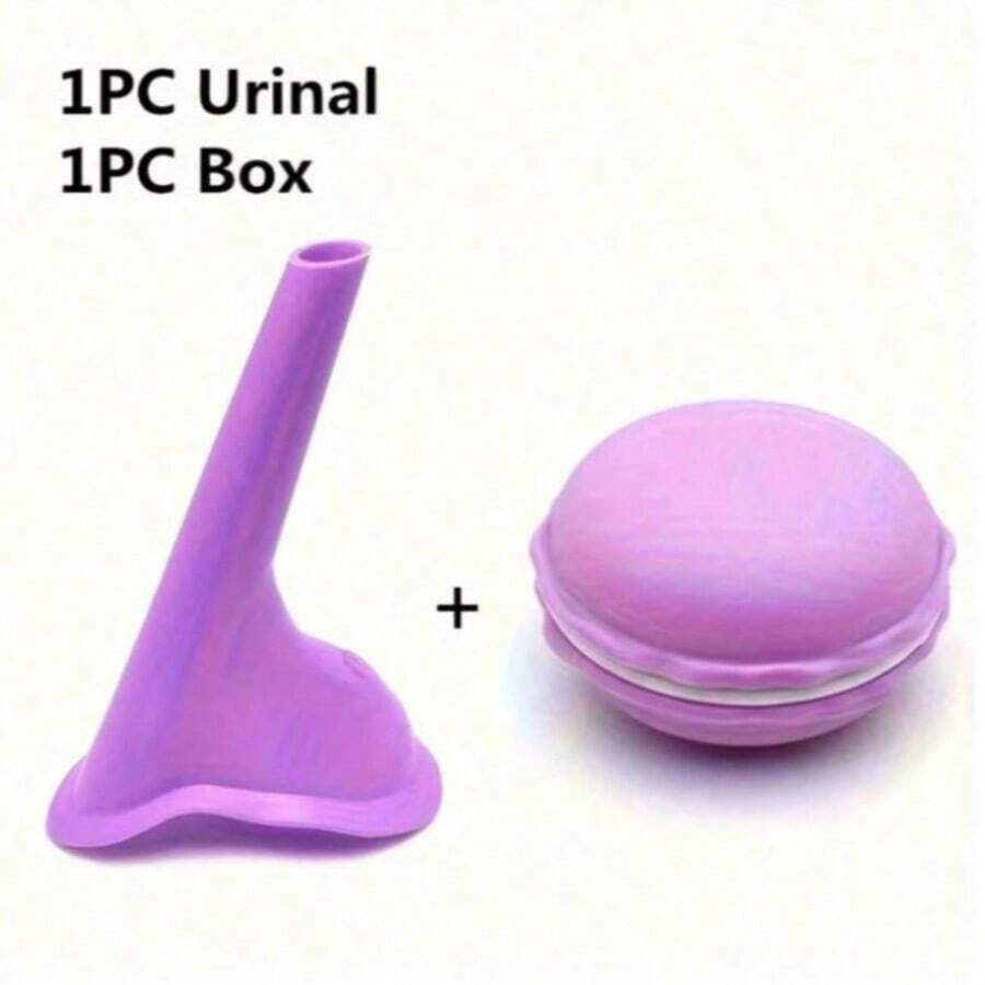 Bộ 2 món, 1 phễu tiểu silicon cầm tay + 1 hộp đựng + 5 túi, thiết kế gấp gọn nhỏ gọn kèm hộp đựng - thiết bị tiểu đứng tái sử dụng cho nữ, phù hợp du lịch, cắm trại, leo núi, phụ kiện vệ sinh - Bộ bô tiểu (kèm hộp đựng) + 5 túi vệ sinh - Xem 1